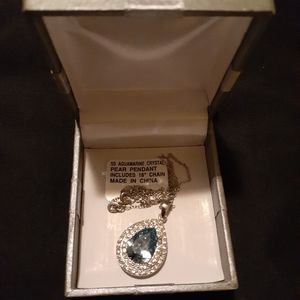Sterling Silver Aquamarine Crystal 18" Necklace